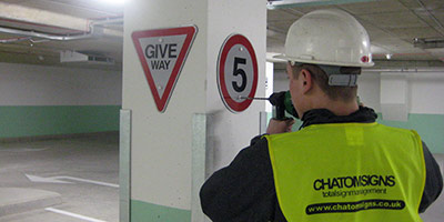 Installing car park signs